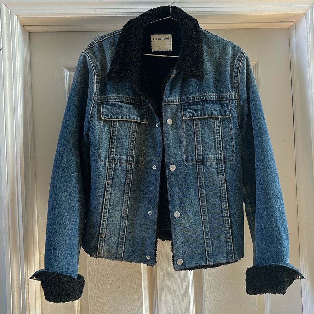 Helmut Lang Sherpa Fleece Lined Blue Denim Jacket
